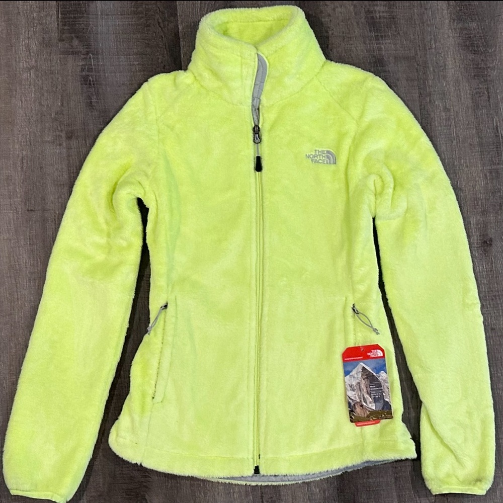 New The North Face Women’s XS Plush Neon Yellowish Green Osito 2 Fleece Jacket